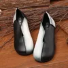 Designer zweifarbige Schuhe Frau echtes Leder Ballerinas Damen Vintage V-Cut Loafers Frauen einzigartige Mokassins Schuhe breite Passform