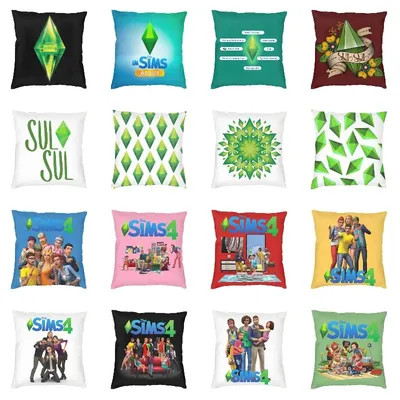 Videospiel The Sims Plumbob Logo Dekokissenbezug Home Decor Kissenbezug Lustiges Familienleben Kissenbezug Polyester 3D-gedruckt Image