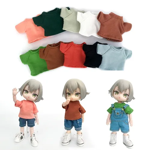 Bonbon farben Puppe Oberkörper Kleidung Kurzarm Hoodie T-Shirt hand gefertigte Kleidung verkleiden