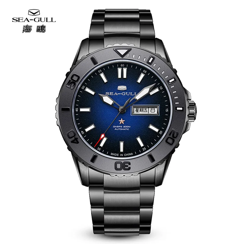Seagull zweisprachigen Kalender Luxus Männer automatische mechanische Uhr Saphir Datum leuchtend 20bar wasserdichte Uhr Ozean Serie 1047 Image