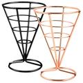 Hemoton 2pcs French Fries Cone Holder Creative Hollow Fried Food Basket Desktop Bread Stainless Steel Stand