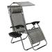 Bornmio Infinity Zero Gravity Chair with Awning Outdoor Lounge Patio Chairs with Pillow and Utility Tray Adjustable Folding Recliner for Deck Patio Beach Yard Grey