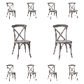 10 PACK Bistro Style Cross Back Gray Wood Stackable Dining Chair - X Back Banquet Dining Chair