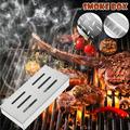 QTOCIO Kitchen Gadgets Stainless Steel BBQ Smoker Box For Grilling Wood Chips Barbecue Meat Smoker With Removable Lid Grilling Accessories