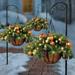 2 PCS Christmas Basket Christmas Decor Artificial Christmas Hanging Basket with Led String Lights Christmas Hanging Basket Hanging Flowers in Basket withfor Garden Patio Lawn