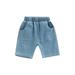 Calsunbaby Fashionable Little Boy Short Jeans Toddlers Elastic Waist Solid Color Denim Shorts with Pockets for Summer Spring Kids Clothing