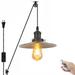Kiven 1-Light Plug in Pendant Light Industrial Pulley Hanging Light with 15FT Cord Remote Control Timer Dimmable Ceiling Pendant Light Brushed Nickel Finish