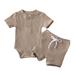 2Pcs Infant Outfits Newborn Baby Boys Girls Cotton Clothes Set Short Sleeve Knitted Bodysuits Shorts Summer Suit 0-24M