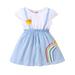 OQC Toddler Girl Rainbow Printed Short Sleeves A-line Dress Party Dress Spring Dress