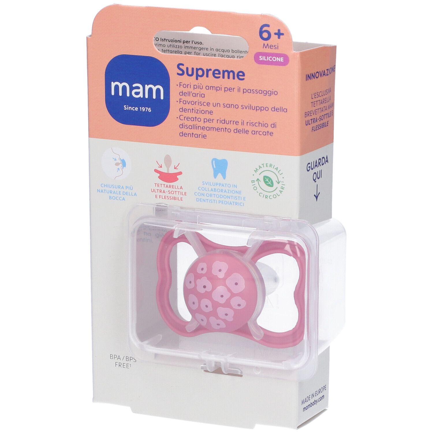 MAM Suc Suprem 6+ sil F 1 pz Succhietti