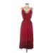 GO COCO Casual Dress - Midi: Red Print Dresses - Women's Size Medium