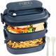 Ormromra - Lunch Box: 2-Couches Bento Lunch Box avec Couverts - 1550ml 3-Compartiment Boite Repas