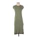Madewell Casual Dress - Midi Crew Neck Short sleeves: Green Print Dresses - Women's Size 2X-Small