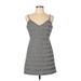 Forever 21 Casual Dress - Mini: Gray Grid Dresses - Women's Size Large