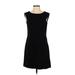 White House Black Market Casual Dress - A-Line Crew Neck Sleeveless: Black Print Dresses - Women's Size 4
