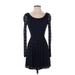 Aqua Casual Dress - Fit & Flare: Blue Jacquard Dresses - Women's Size X-Small