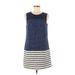 Ali Rapp for Anna Sui Casual Dress - Shift Crew Neck Sleeveless: Blue Color Block Dresses - New - Women's Size 8