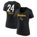 Women's Fanatics Branded Joey Porter Jr. Black Pittsburgh Steelers Team Wordmark Player Name & Number V-Neck T-Shirt