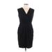 Ann Taylor Casual Dress - Sheath V Neck Sleeveless: Black Solid Dresses - Women's Size 8 Petite