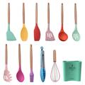 Fortune Candy 12-piece Silicone Kitchen Utensils Set w/ Handles Wood/Stainless Steel/Silicone/Plastic in Brown/Gray | Wayfair MCKW001-RAINBOW