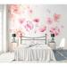 GK Wall Design Floral Romantic Blossom Pink Flower Removable Textured Wallpaper Non-Woven | 187" W x 106" L | Wayfair GKWP000283W187H106