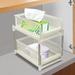 JOYDING 14" 2-Tier Pull Out Cabinet Organizer Kitchen Under Sink Drawer Stainless Steel/Plastic in Gray | 14.57 H x 14.65 W x 10.51 D in | Wayfair