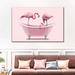 Bay Isle Home™ Bathtub Animal Pink Flamingos Canvas Print Canvas | 24 H x 16 W x 1.25 D in | Wayfair 3F0F86D8928B44219108477BCECEB3B2