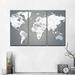 17 Stories World Map Masterpiece III On Canvas 3 Pieces Set Metal in Black | 50 H x 32 W x 1.25 D in | Wayfair 2EB34094BDFC4854BD4846430153FA24