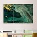 Everly Quinn Green & Gold Abstract On Canvas 3 Pieces Set Canvas in Blue | 14 H x 23 W x 1 D in | Wayfair 8BFFA184E1254390BB0C441FED7F2C3F