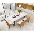 George Oliver Joseff 63" Modern Dining Table Marble Kitchen Table for 6 Metal in White | 29.52 H x 62.99 W x 62.99 D in | Wayfair