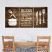 August Grove® Bless The Food Sign Multi Piece Canvas Print Metal in Brown/White | 15 H x 32 W x 1.25 D in | Wayfair