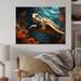 Bayou Breeze Turtle Aquatic Wanderer Geometric I - Animals Metal Wall Art Living Room Metal in Blue | 12 H x 20 W x 1 D in | Wayfair