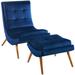 Ramp Upholstered Performance Velvet Lounge Chair and Ottoman Set - East End Imports EEI-3487-NAV