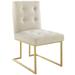 Privy Gold Stainless Steel Upholstered Fabric Dining Accent Chair - East End Imports EEI-3743-GLD-BEI