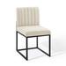 Carriage Channel Tufted Sled Base Upholstered Fabric Dining Chair - East End Imports EEI-3807-BLK-BEI