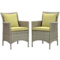 Conduit Outdoor Patio Wicker Rattan Dining Armchair Set of 2 - East End Imports EEI-4027-LGR-PER