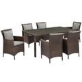 Conduit 7 Piece Outdoor Patio Wicker Rattan Dining Set - East End Imports EEI-4032-BRN-GRY-SET