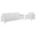 Loft Tufted Upholstered Faux Leather Sofa and Armchair Set - East End Imports EEI-4104-SLV-WHI-SET