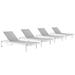 Charleston Outdoor Patio Aluminum Chaise Lounge Chair Set of 4 - East End Imports EEI-4205-WHI-GRY