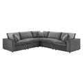 Commix Down Filled Overstuffed Performance Velvet 5-Piece Sectional Sofa - East End Imports EEI-4823-GRY