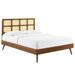 Sidney Cane and Wood Full Platform Bed With Splayed Legs - East End Imports MOD-6374-WAL