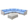 Conway Outdoor Patio Wicker Rattan 6-Piece Sectional Sofa Furniture Set - East End Imports EEI-5094-LBU