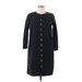 J.Crew Casual Dress - Shift Crew Neck 3/4 sleeves: Black Print Dresses - Women's Size Medium Petite