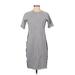 DKNY Casual Dress - Shift Crew Neck Short sleeves: Gray Print Dresses - Women's Size Small