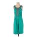 Design History Casual Dress - Shift Scoop Neck Sleeveless: Teal Print Dresses - Women's Size Small