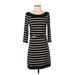 White House Black Market Casual Dress - Sheath Boatneck 3/4 sleeves: Black Color Block Dresses - Women's Size Small