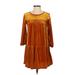 Old Navy Casual Dress - DropWaist Crew Neck 3/4 sleeves: Orange Solid Dresses - Women's Size P