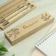 Personalised Floral Wooden Pen and Pencil Set - Beechwood Writing Set with Case Name on Pen and Pencil, Ideal for Gifts and Everyday Use