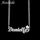 Atoztide Personalized Custom Name Necklace for Women Stainless Steel Flower Choker Pendant Link