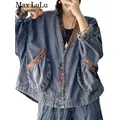 Max LuLu 2023 Korean Design Fall Womens Fashion V Neck Denim Jackets Loose Vintage Coats Ladies